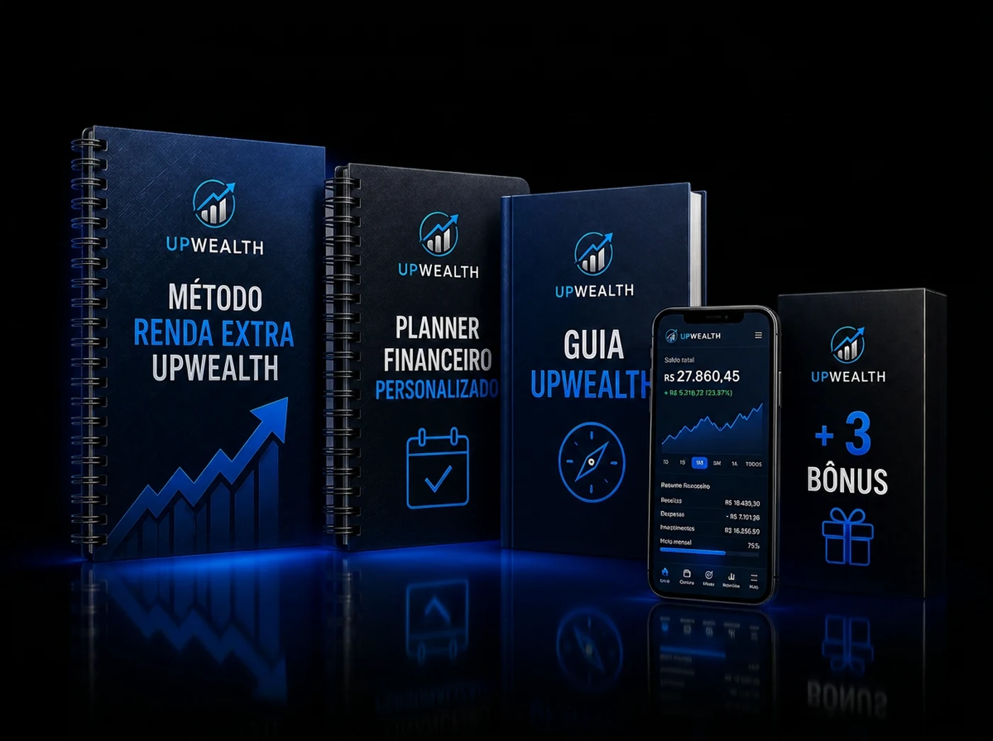 Sistema UpWealth completo: Método Renda Extra, Planner Financeiro, Guia UpWealth e 3 bônus